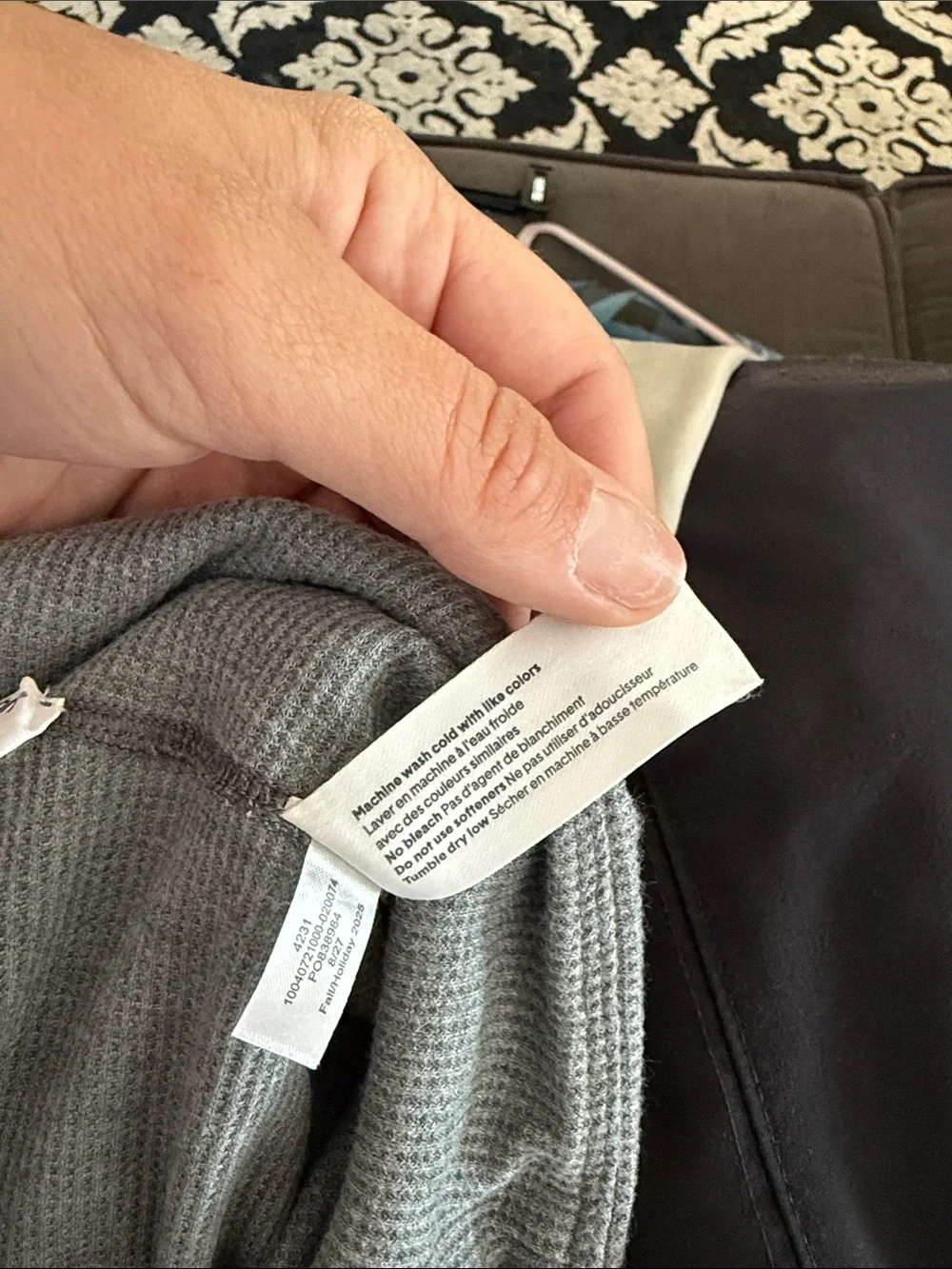 Tommy John Gray Waffle Knit Leggings Size Medium